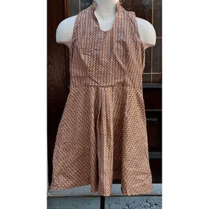 One of  Kind Handmade Bamboo Wood Pattern Keyhole Front Fit and Flare Dress: Man